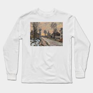 Road to Louveciennes, Melting Snow, Setting Sun by Claude Monet Long Sleeve T-Shirt